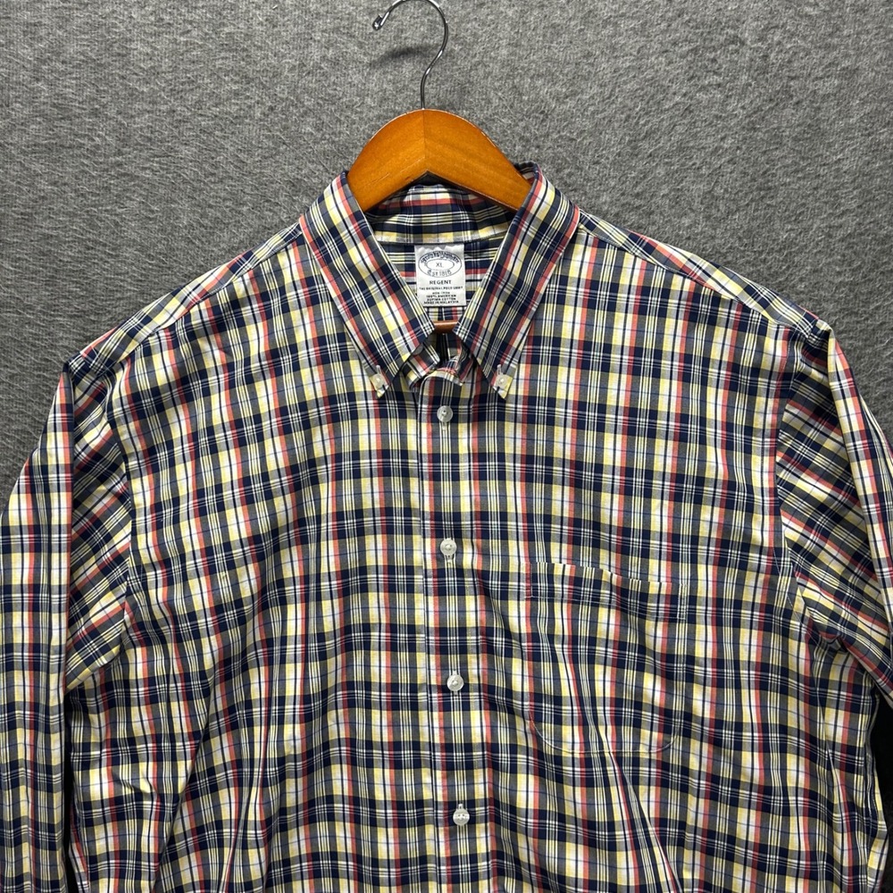 Brooks Brothers Regent Shirt Mens XL Supima Cotton‎ Non-Iron Plaid Multi-Color